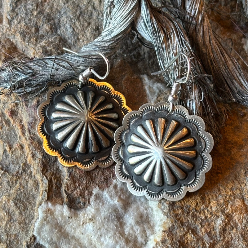 Silver Concho Earring - EAZ162