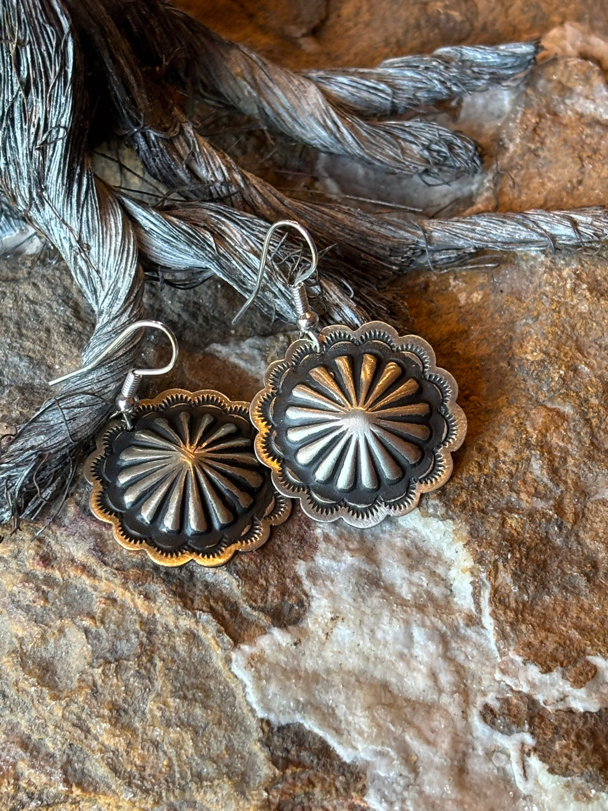 Silver Concho Earring - EAZ162