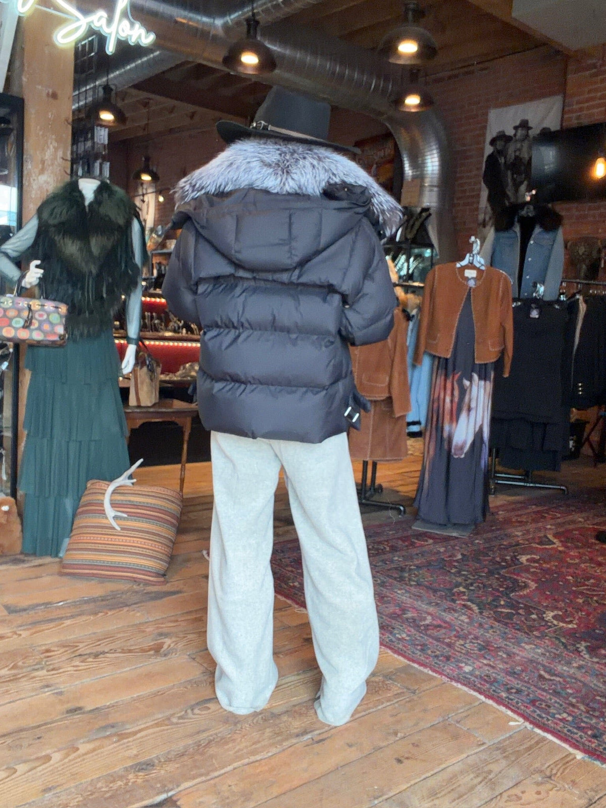 Silver Fox Down Hoodie Coat - 20MS896