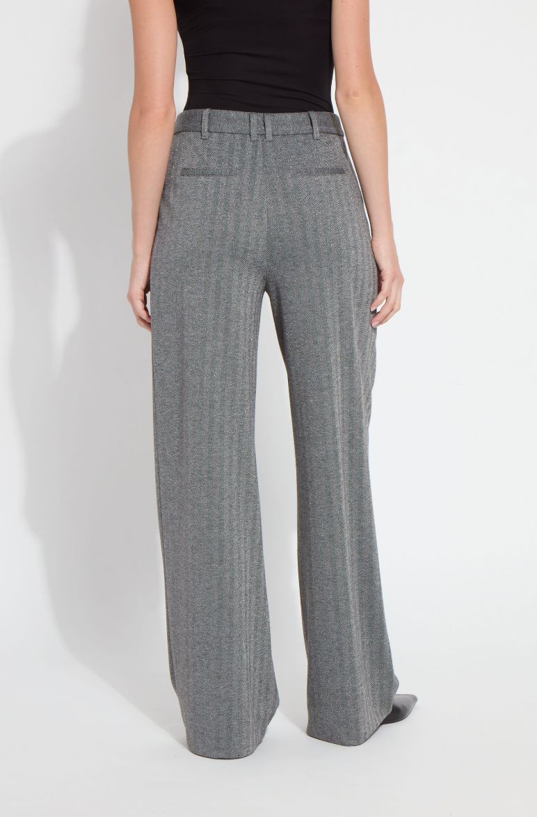Silver Herringbone Zip Front Pleated Trouser - 4030SH
