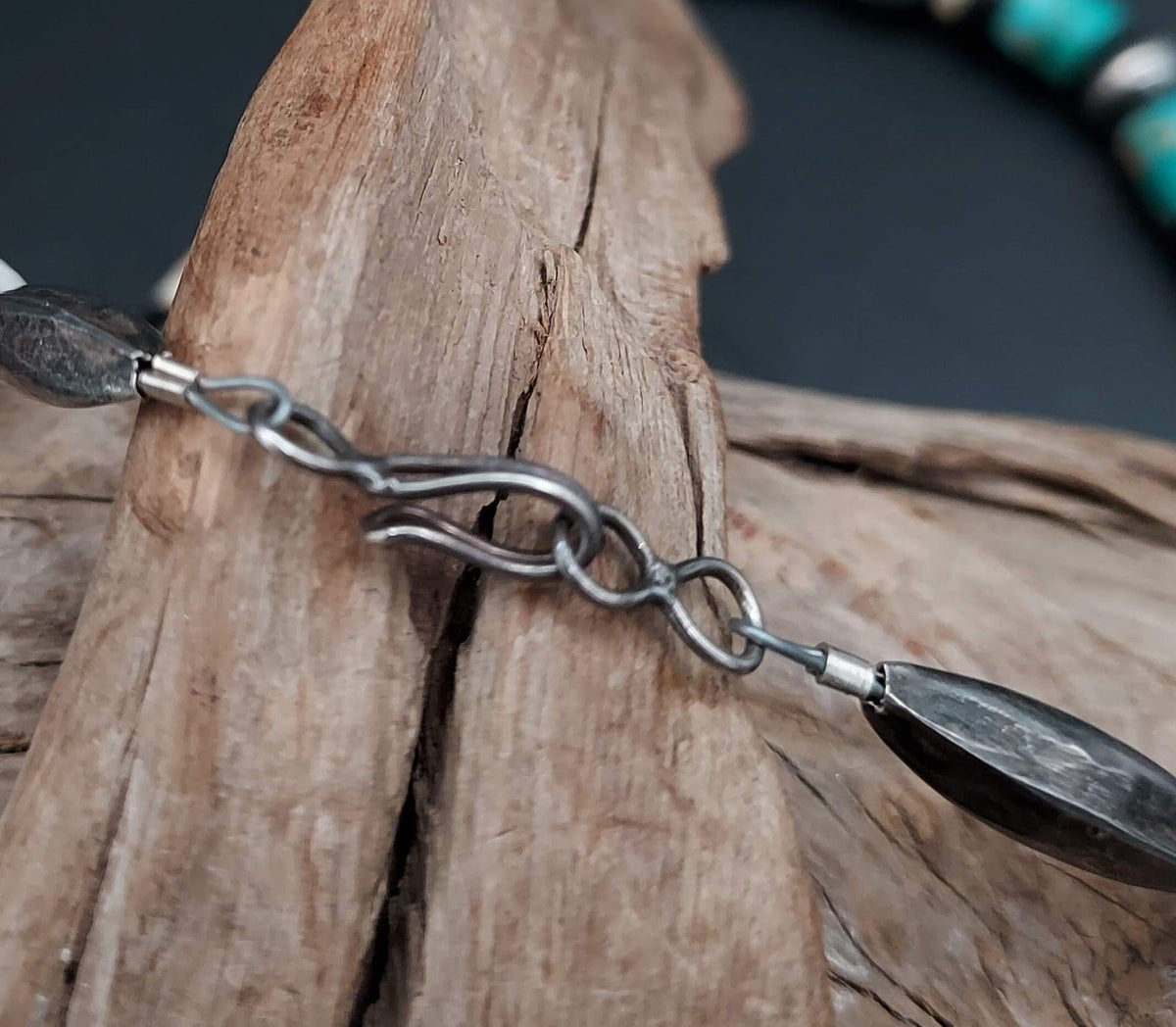 Single Strand Shell, Jet, Turquoise Necklace with Navajo Pearl-Like Beads - NWP2