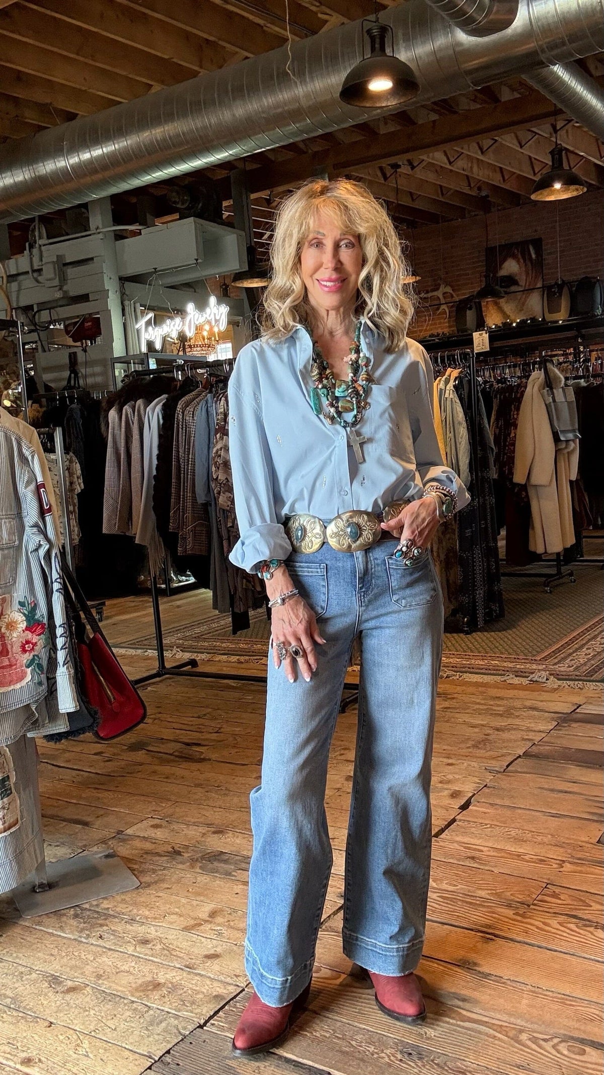 Skye Crystal Embellished Blue Shirt - Lysse - LY3735B