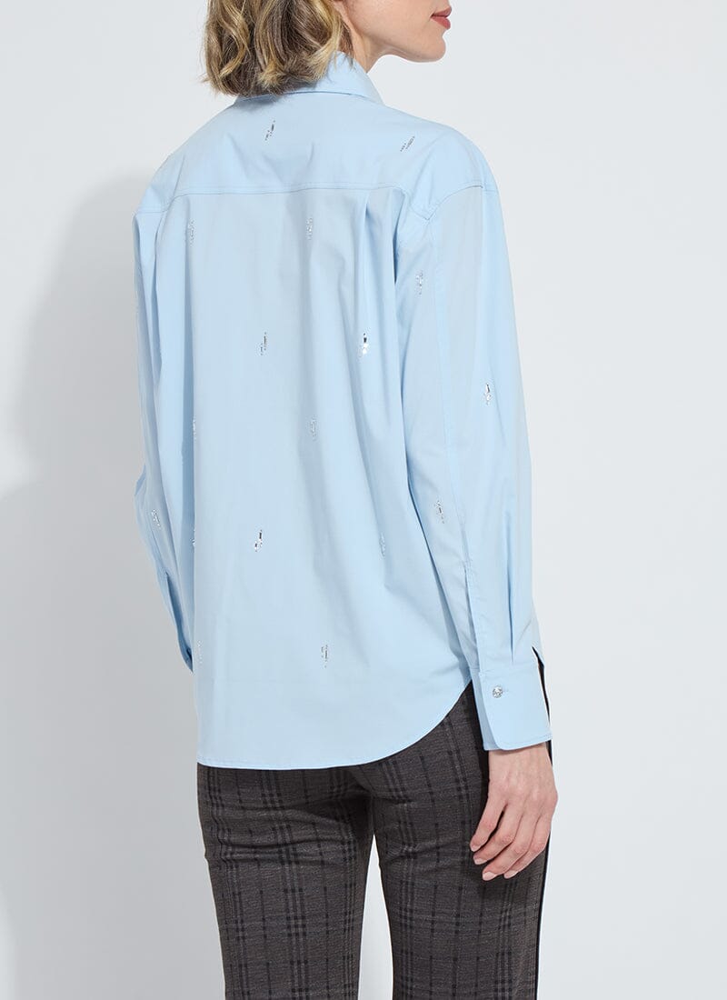 Skye Crystal Embellished Blue Shirt - Lysse - LY3735B