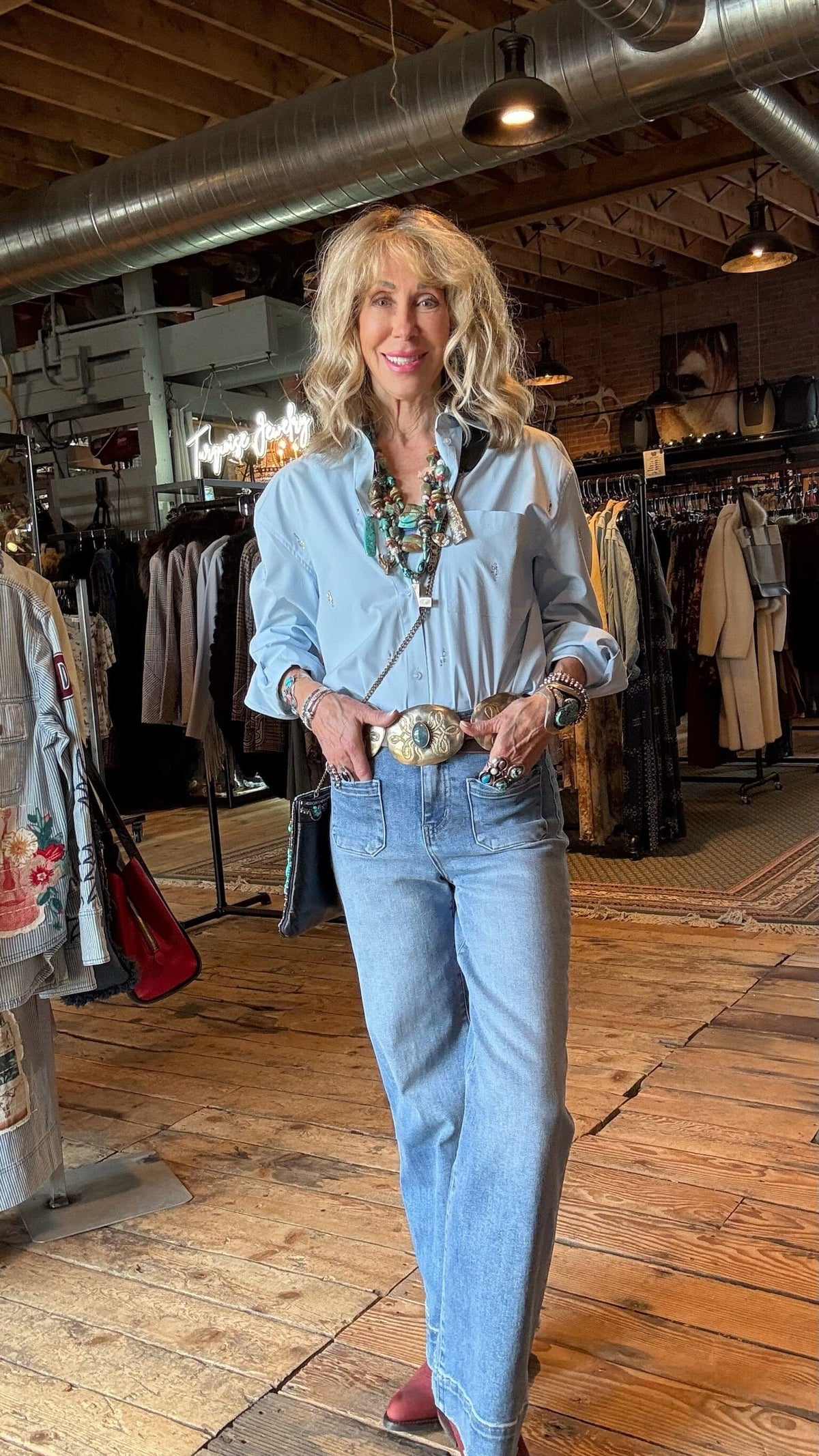 Skye Crystal Embellished Blue Shirt - Lysse - LY3735B