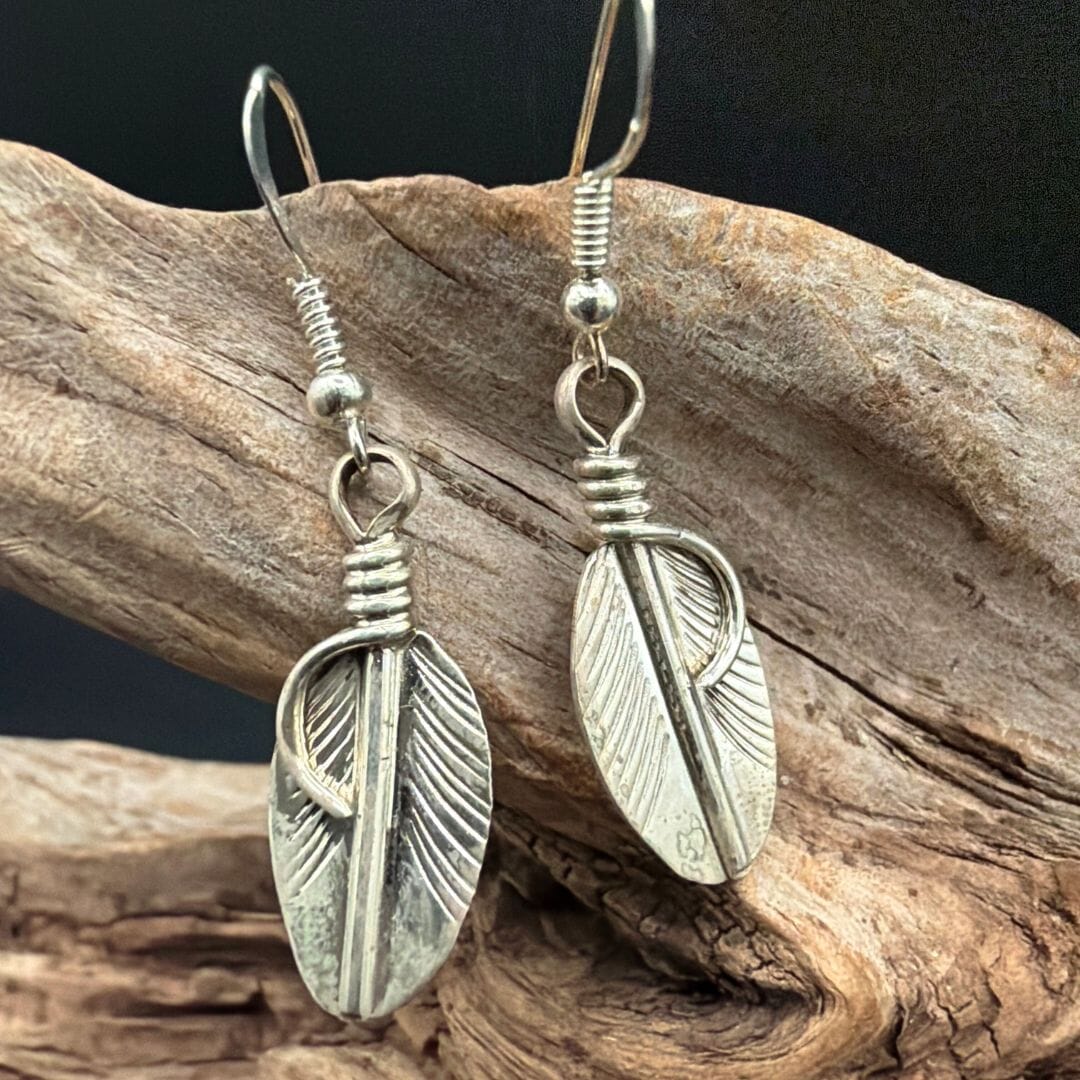 Small Dangle Feather Earrings - EITG9