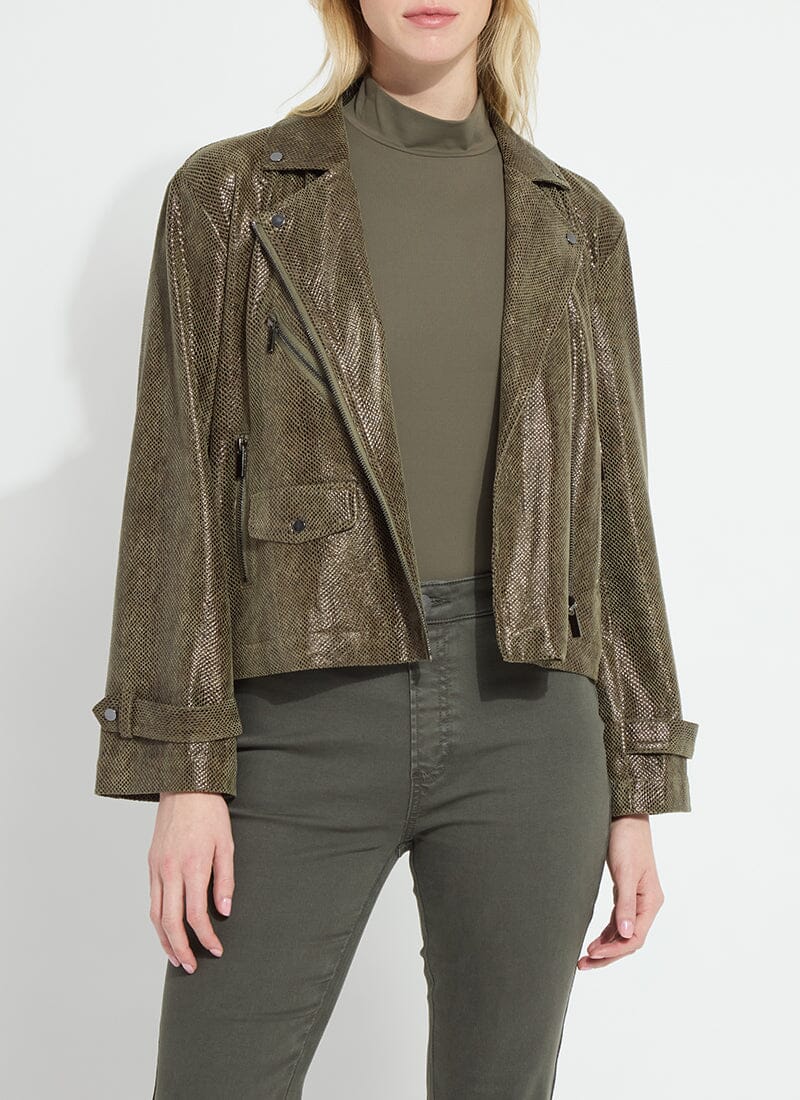Snake Vegan Suede Moto Jacket - LY3948