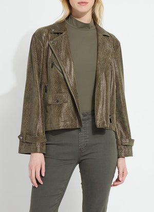 Snake Vegan Suede Moto Jacket - LY3948