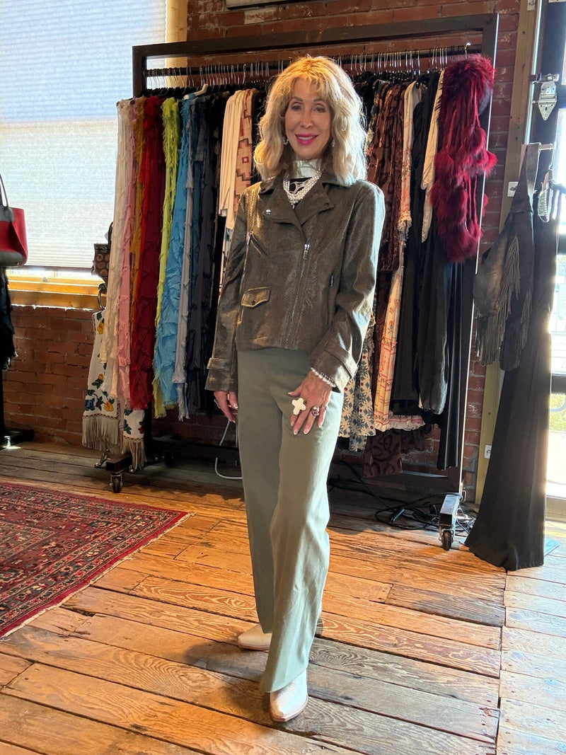 Snake Vegan Suede Moto Jacket - LY3948