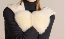 Snow Cashmere/Fox Trimmed Gloves - L4111SN
