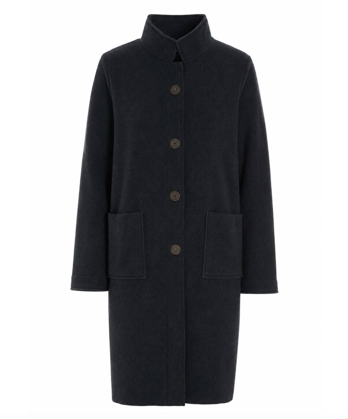 Soft Black Fleece Midi Jacket - 7182SB