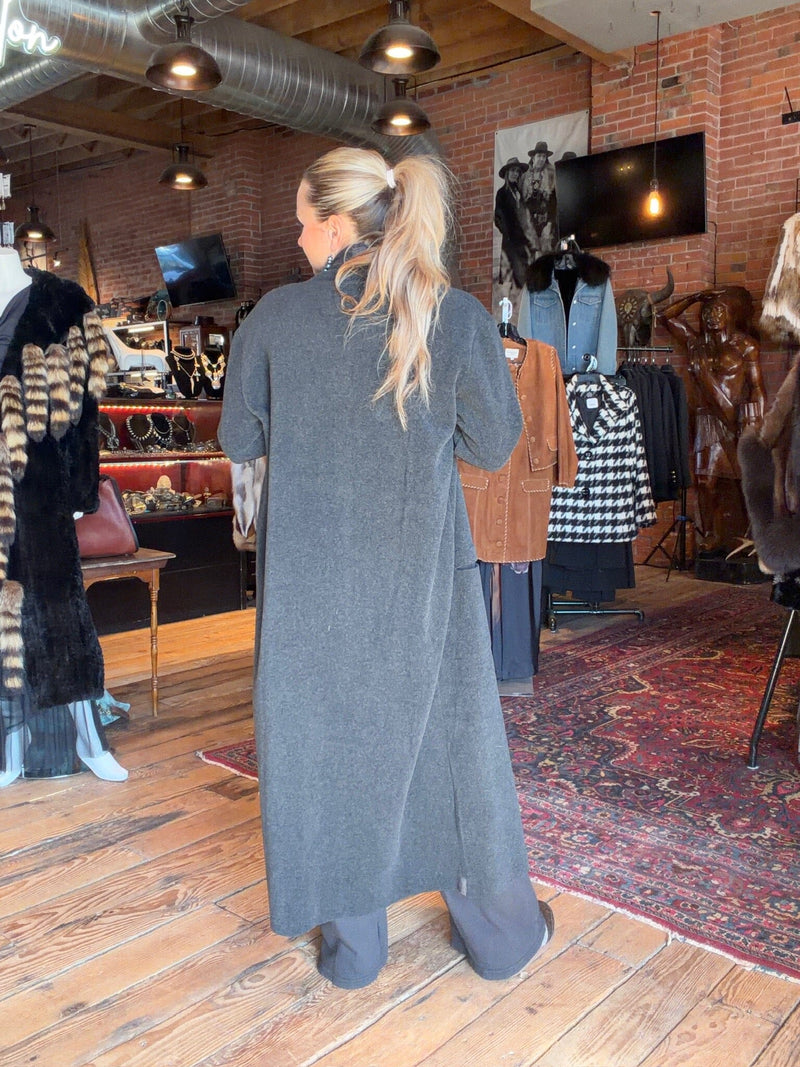 Soft Black Long Fleece Cardigan - Henriette Steffensen - 7162SB