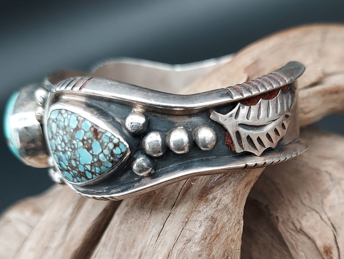 Spider Web Turquoise 3-Stone Sterling Cuff – Redesigned Watchband - CFNW2