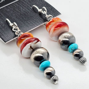 Spiny O / Silver Pearls Stacked Earrings - ESZ162
