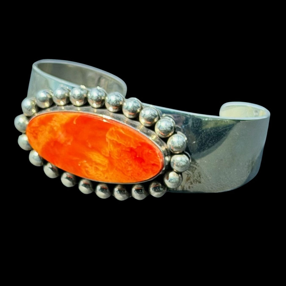 Spiny Oyster 1 Stone - Sterling Silver Cuff - CMH265