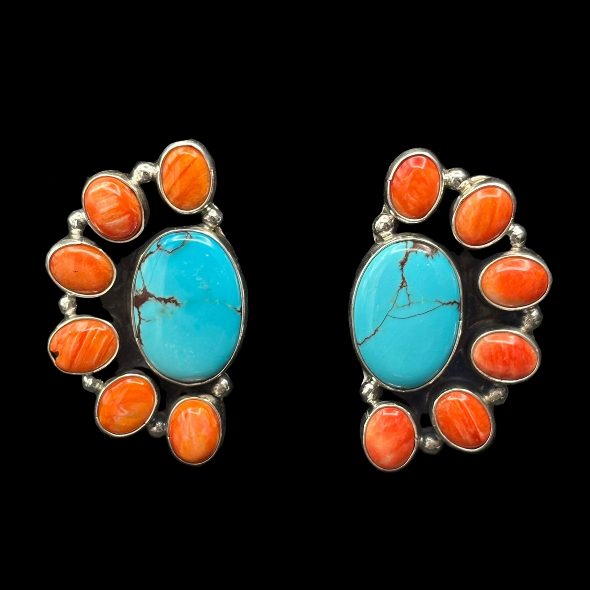 Spiny Oyster/Turquoise Cluster Earring - ESW114