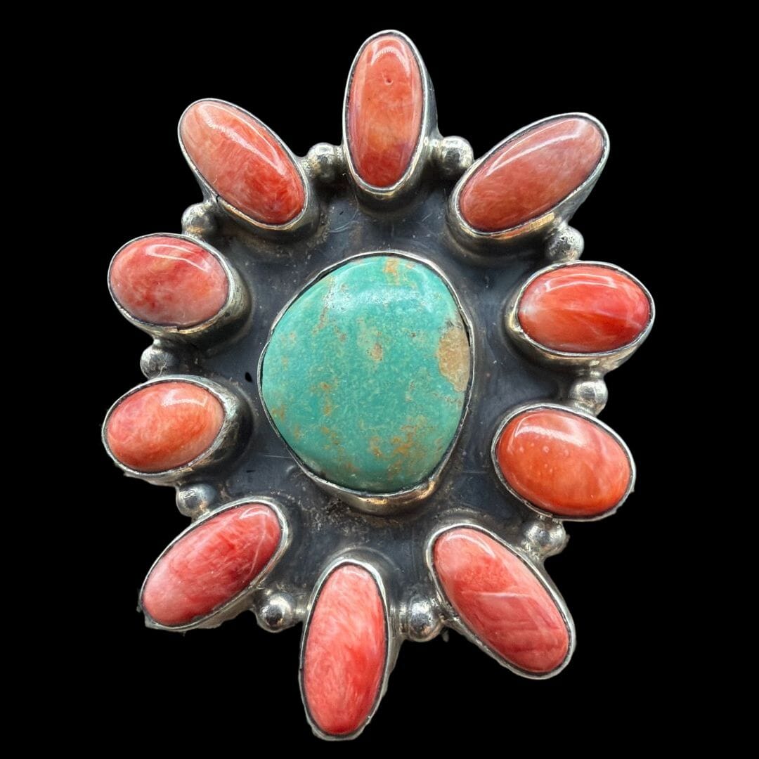 Spiny & Turquoise Cluster Ring - RAZ51