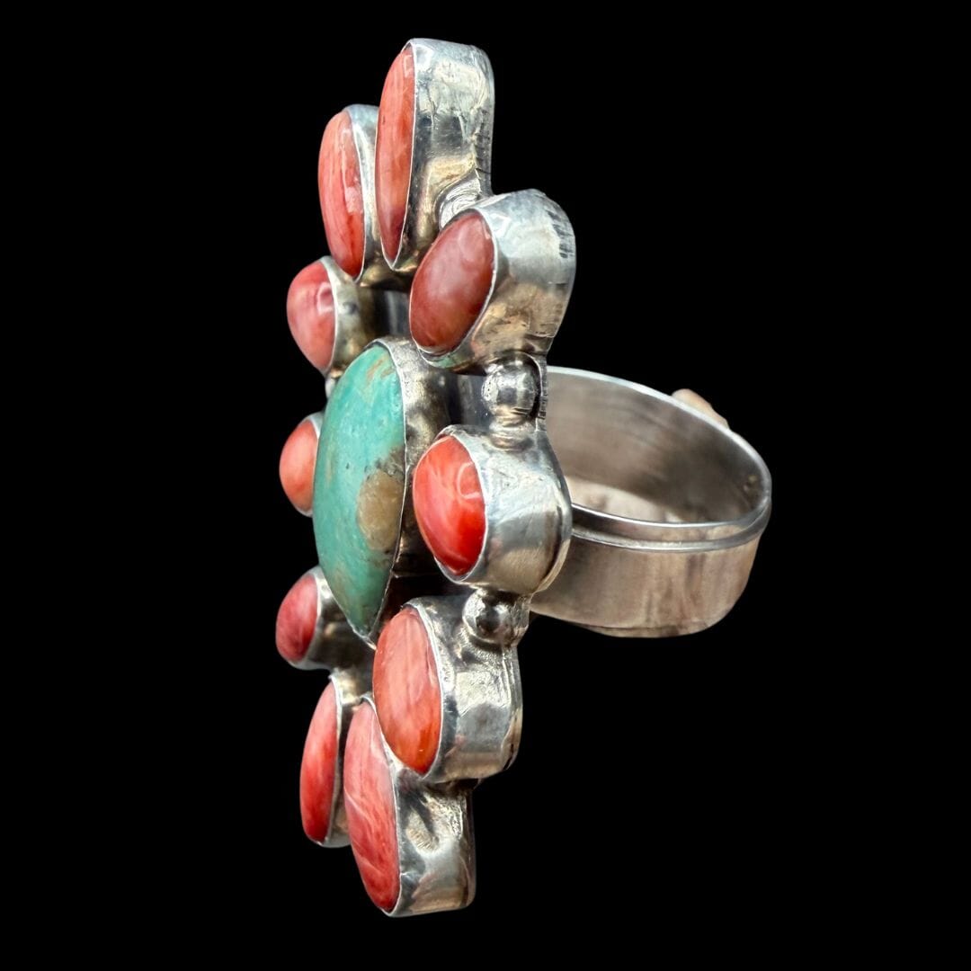 Spiny & Turquoise Cluster Ring - RAZ51