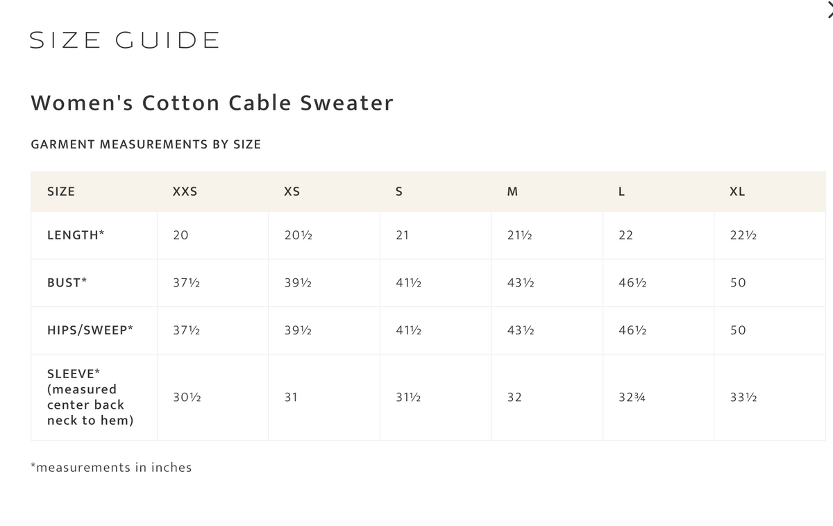 Spruce Cotton Cable Sweater- Pendleton - TC010S