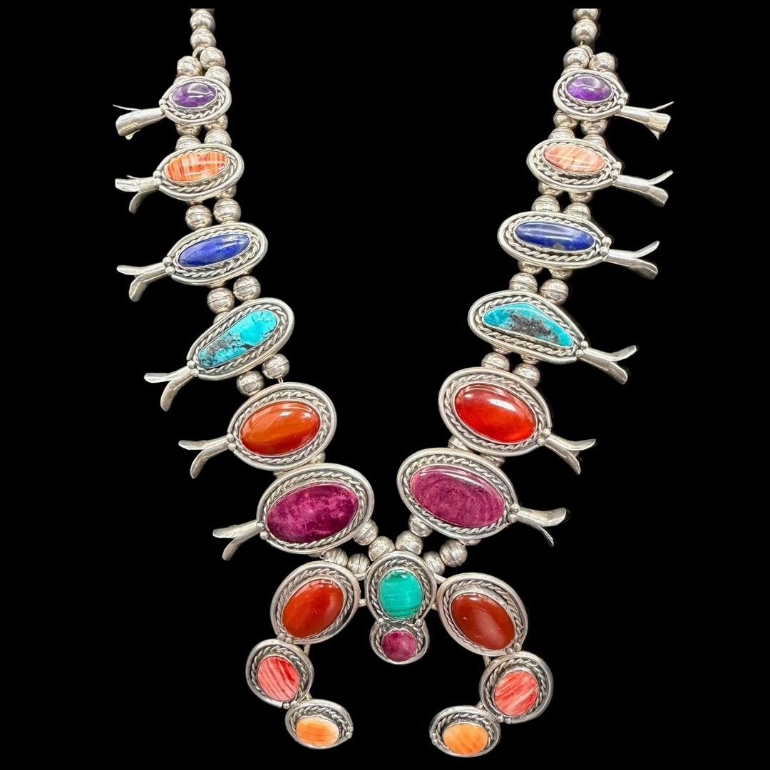 Multi-stone/Sterling Silver Squash Blossom - SQMH48