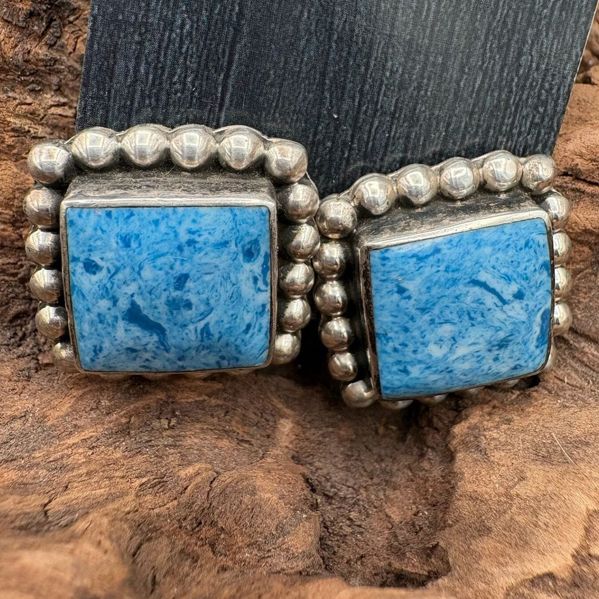 Square Blue Stone Earrings - EMH50