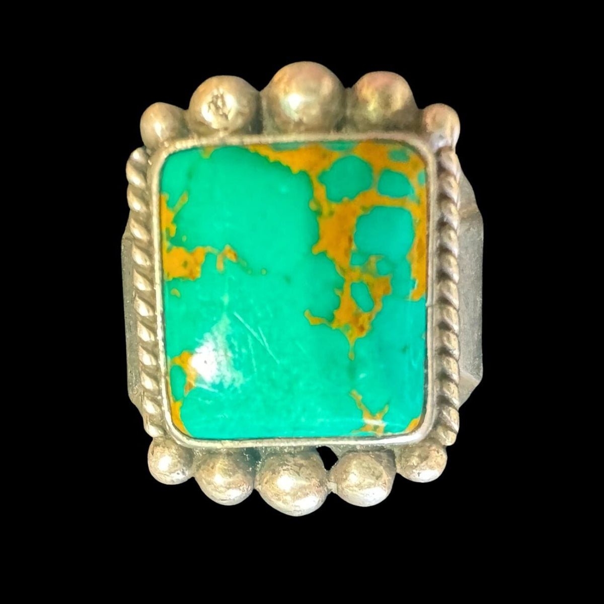 Square Turquoise Bezel Ring - Size 12-3/4 - RMH418