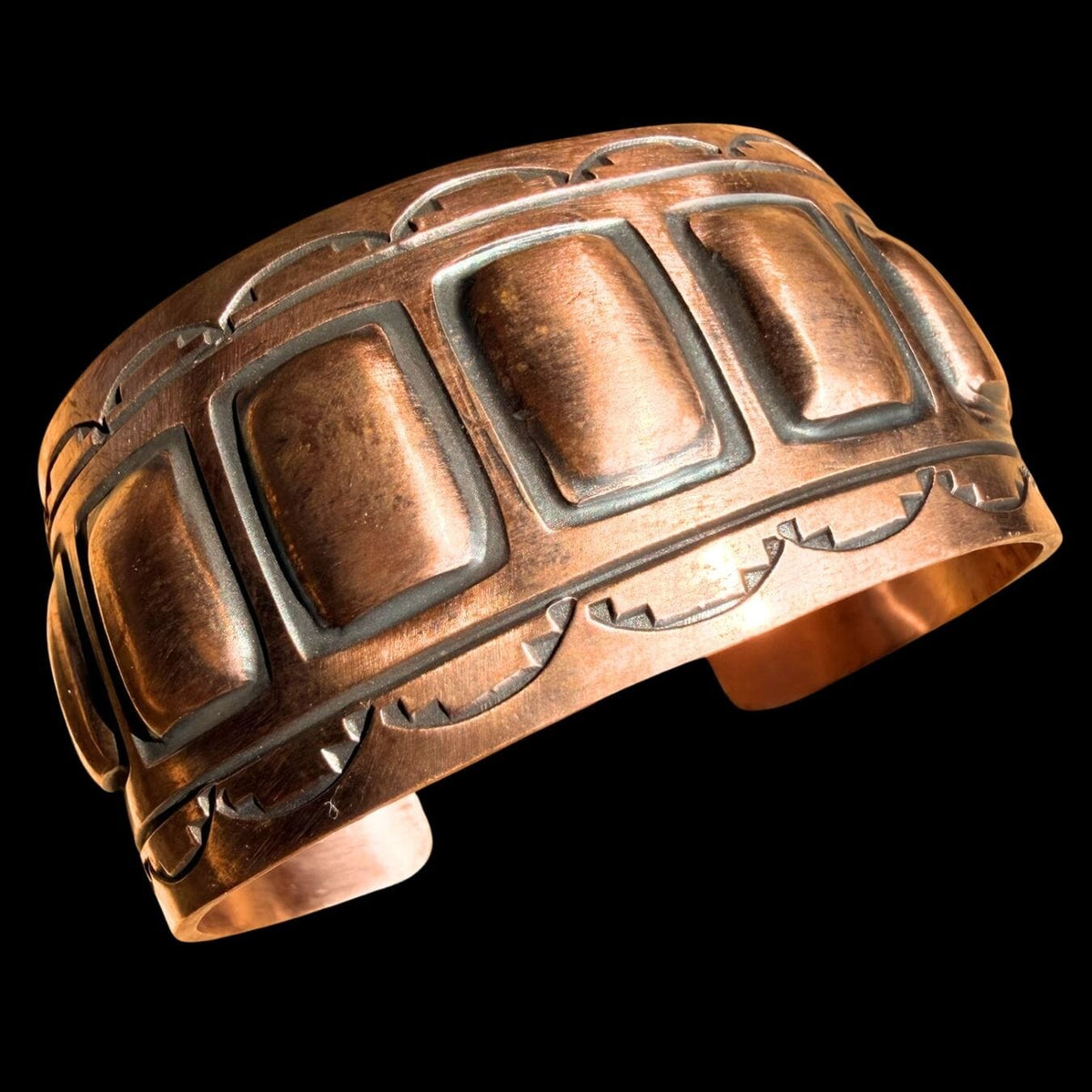 Stamped Copper Cuff - Rectangle Design - CGE11