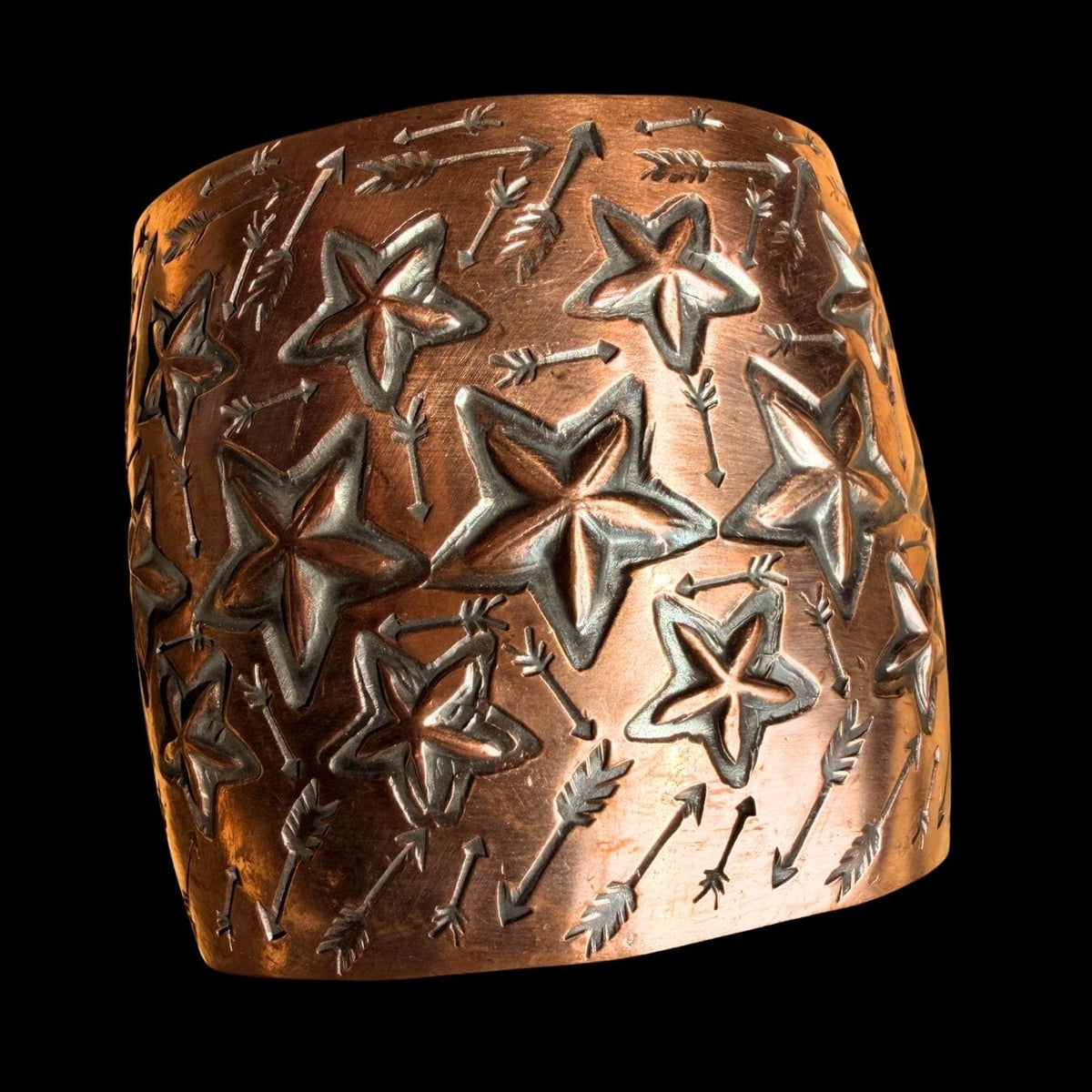 Stamped Copper Wide Cuff - Star Design - CGE15