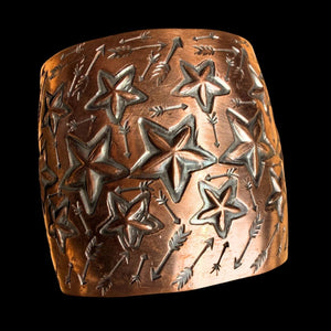 Stamped Copper Wide Cuff - Star Design - CGE15