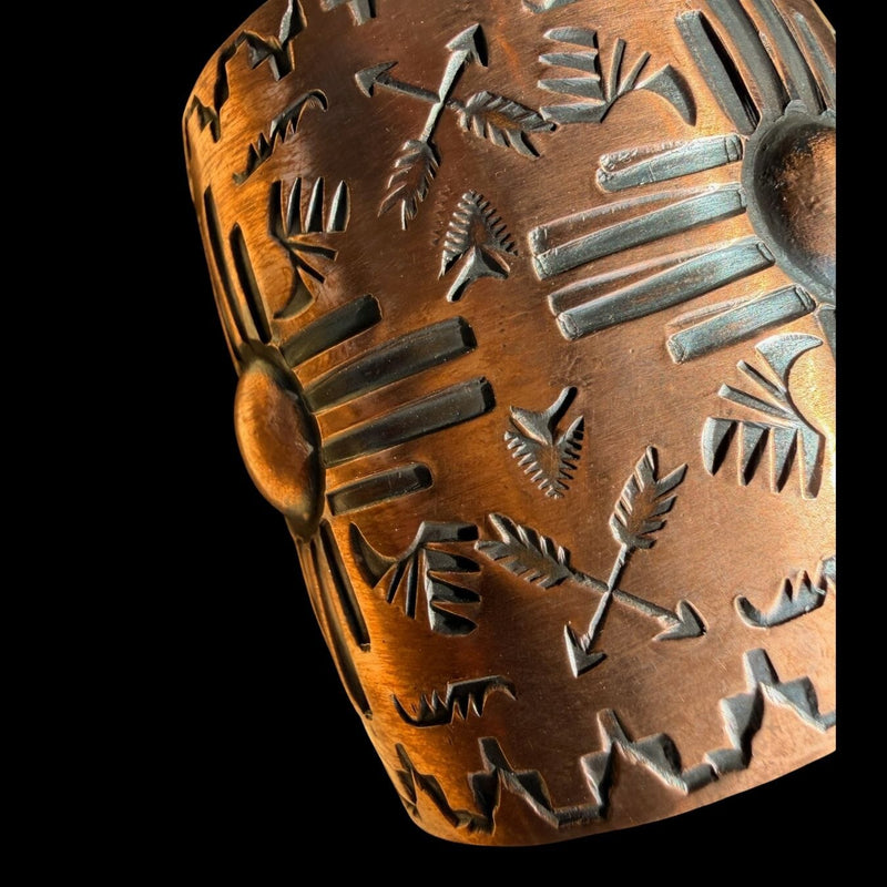 Stamped Wide Copper Cuff - Zia Design - CGE16