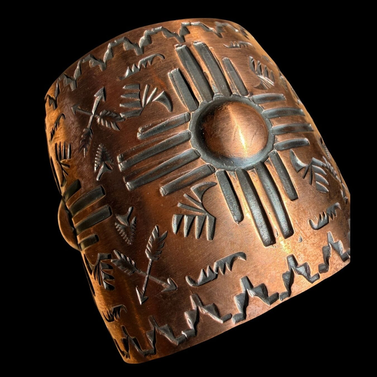Stamped Wide Copper Cuff - Zia Design - CGE16