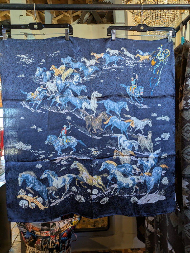 Stampede Navy Silk Scarf - SCWT-LNS