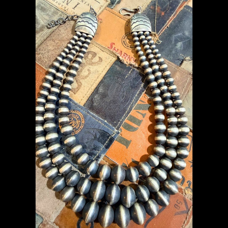 Sterling 3 Strand Navajo Pearl - NBQ20