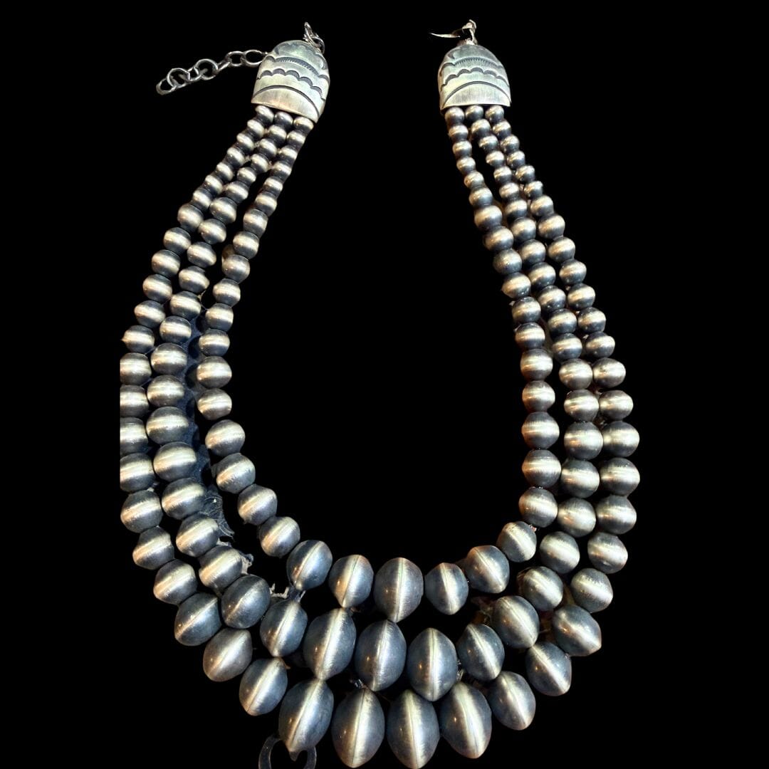 Sterling 3 Strand Navajo Pearl - NBQ20