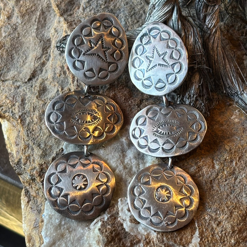 Sterling 3-Tier Stamped Earrings - EAR316