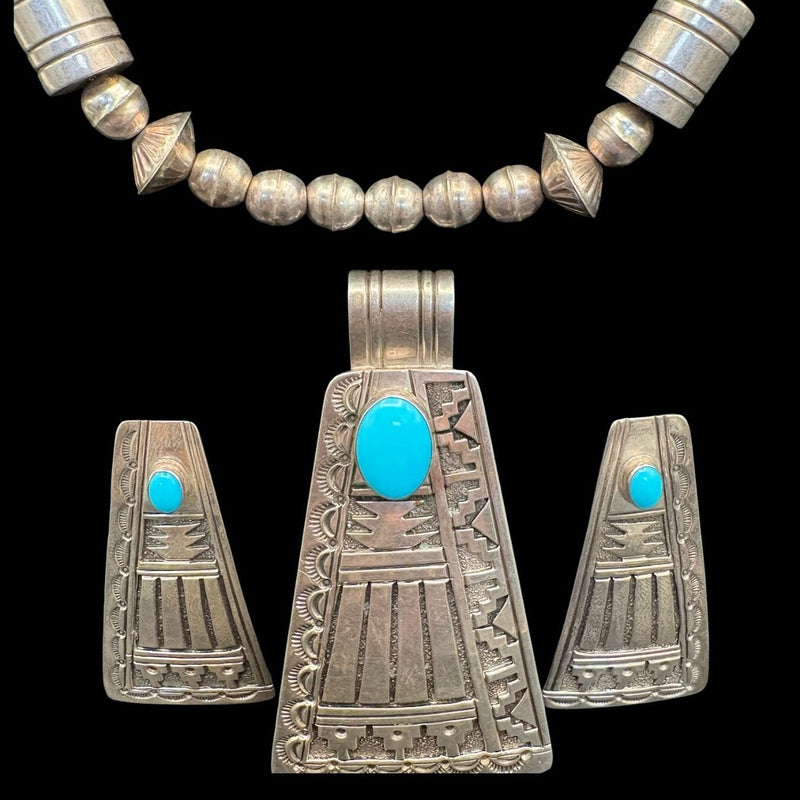 Sterling Abstract T-Bird Necklace/Earring Set - NMH71