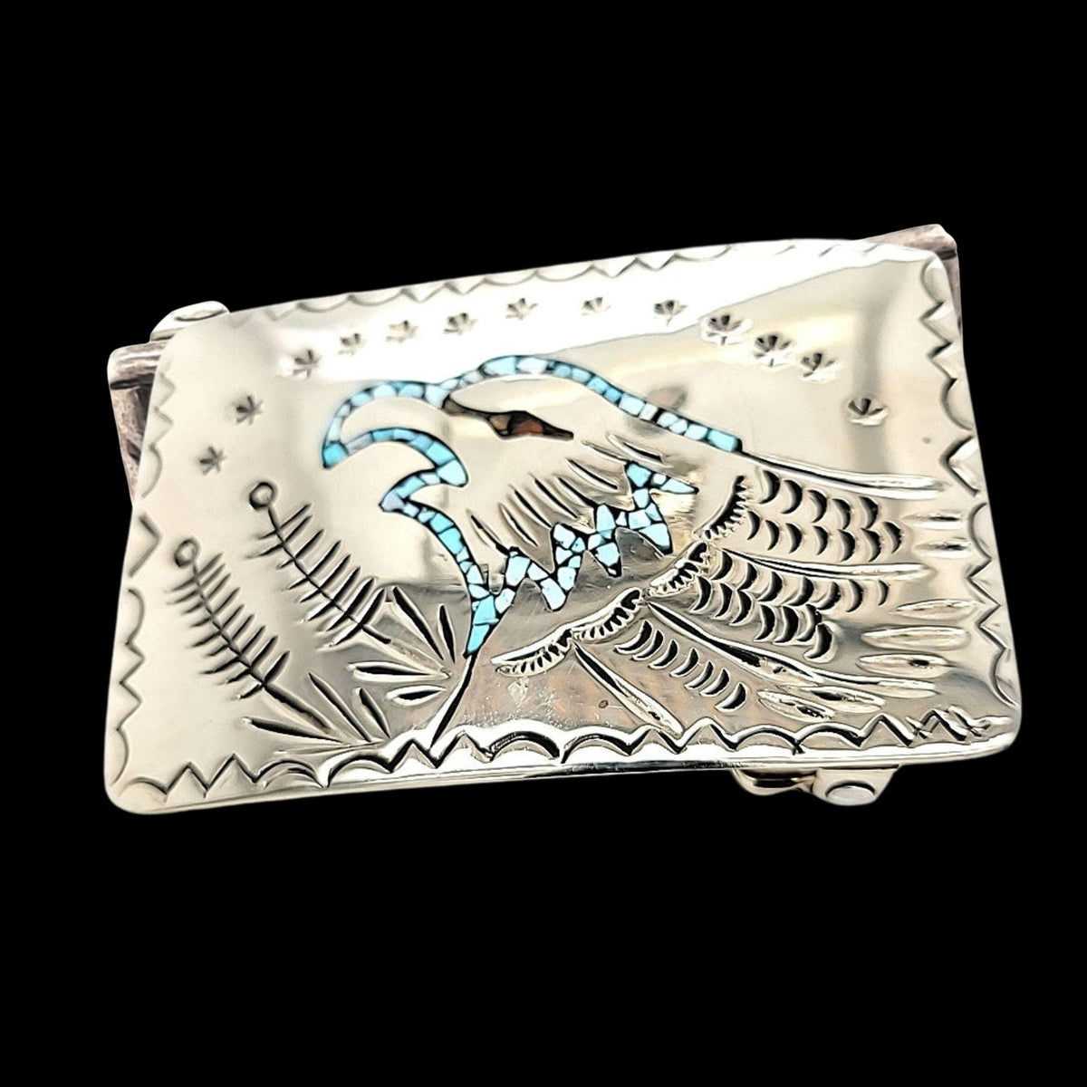 Sterling Belt Buckle W/Inlay - BB02-A
