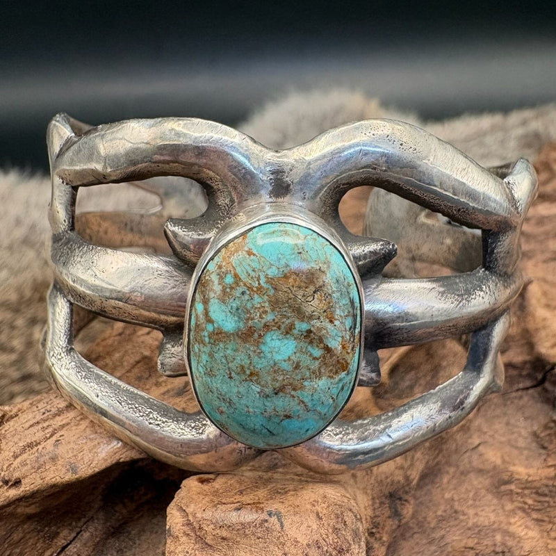 Sterling Cuff w/ Turquoise Stone Bracelet - CMH313