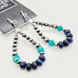 Sterling Pearls / Lapis / Turquoise Looped Earrings - ESZ167