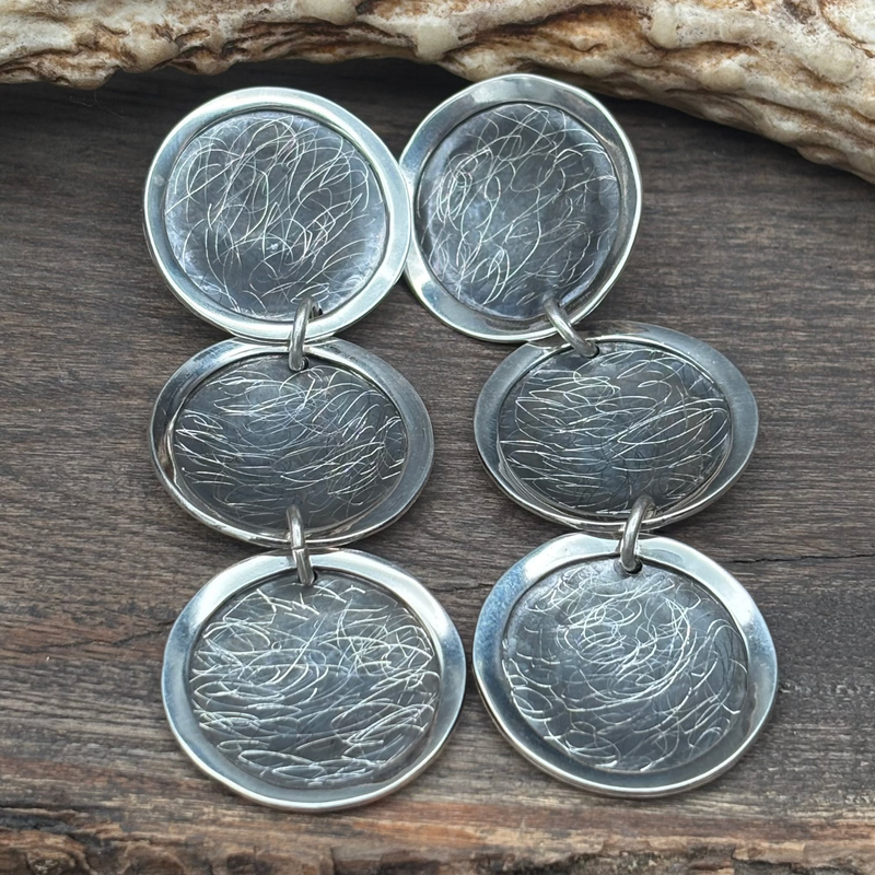 Sterling Silver 3 Tier Disc Dangle Earring - ESW182