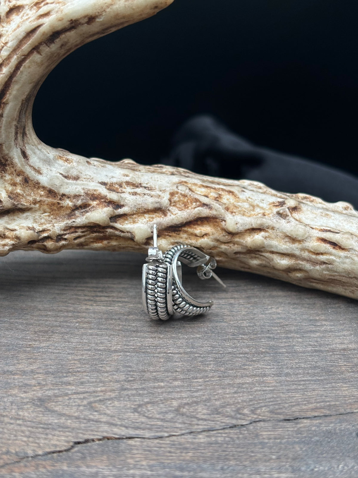 Sterling Silver Embellished Hoops - ESW150
