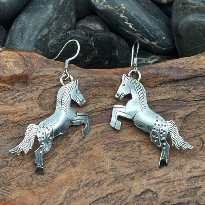 Sterling Silver Jumping Horse Earring - EAZ188