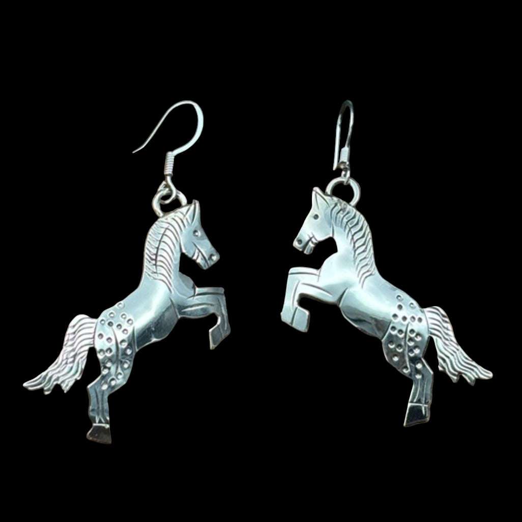 Sterling Silver Jumping Horse Earring - EAZ188