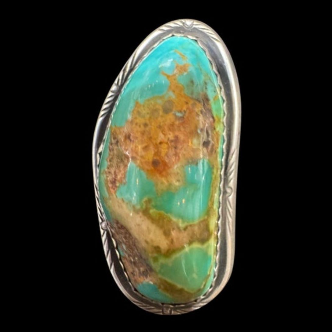 Sterling Silver Large Royston Turquoise Ring – Size 8-1/4 - RMH385