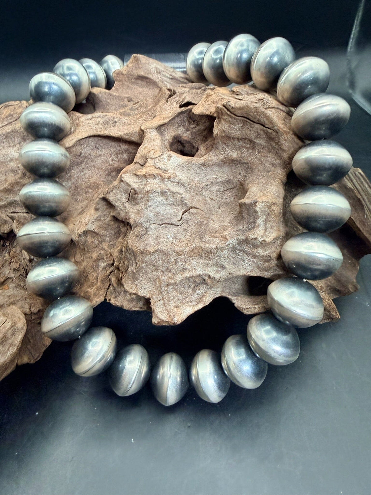 Sterling Silver Navajo Bead Necklace - NMH62