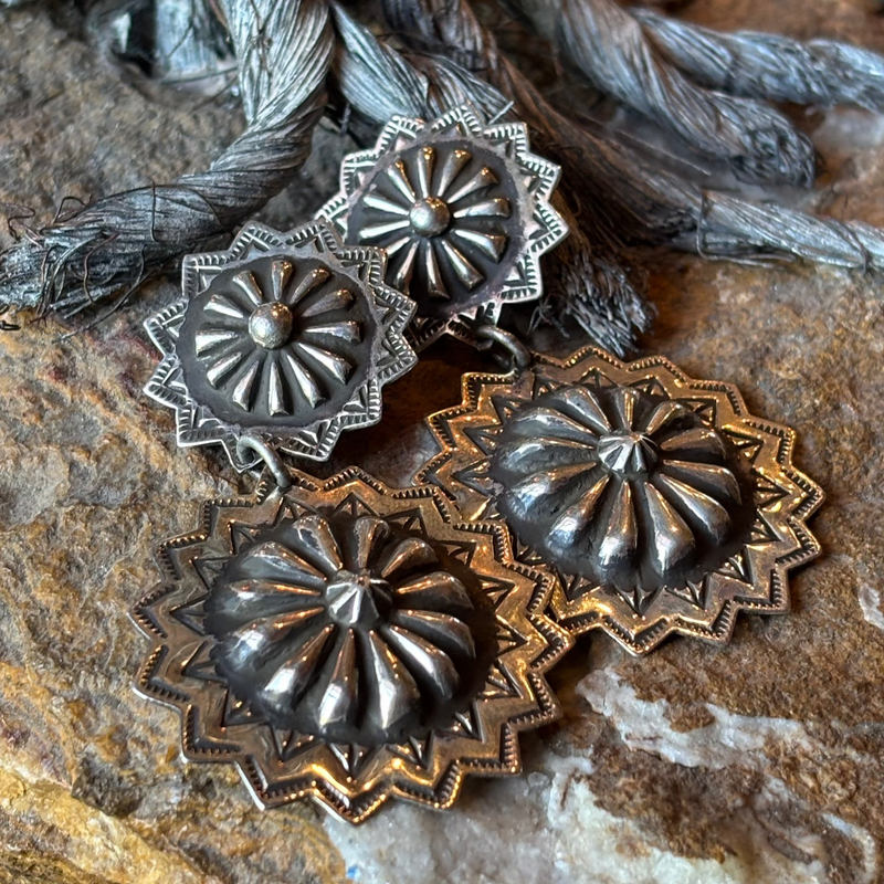 Sterling Silver Stamped Concho Earring - ERBJ8