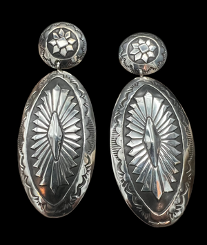 Sterling Silver Stamped Concho Earrings - ESL112