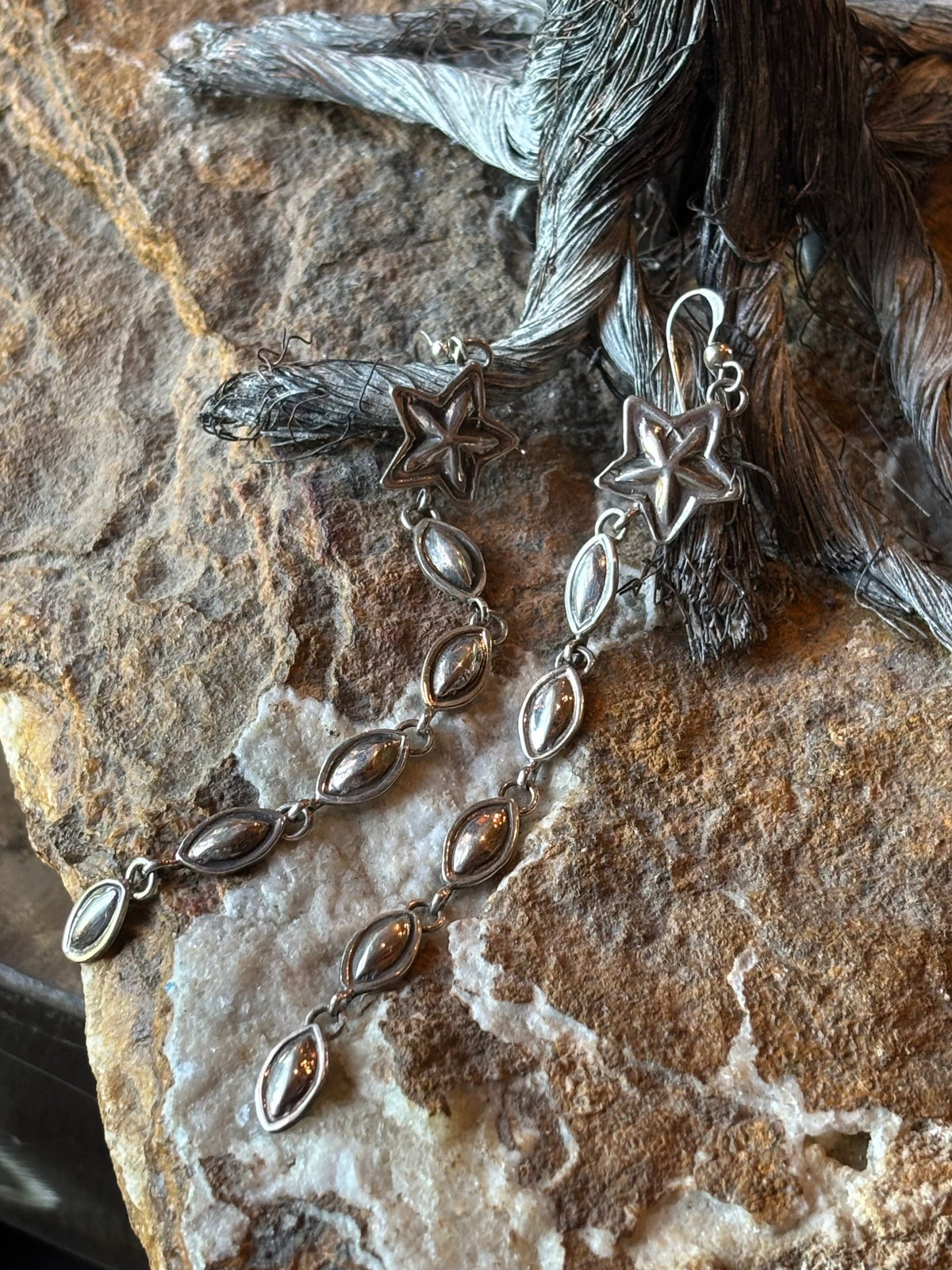 Sterling Silver Star Drop Earring - ESW77