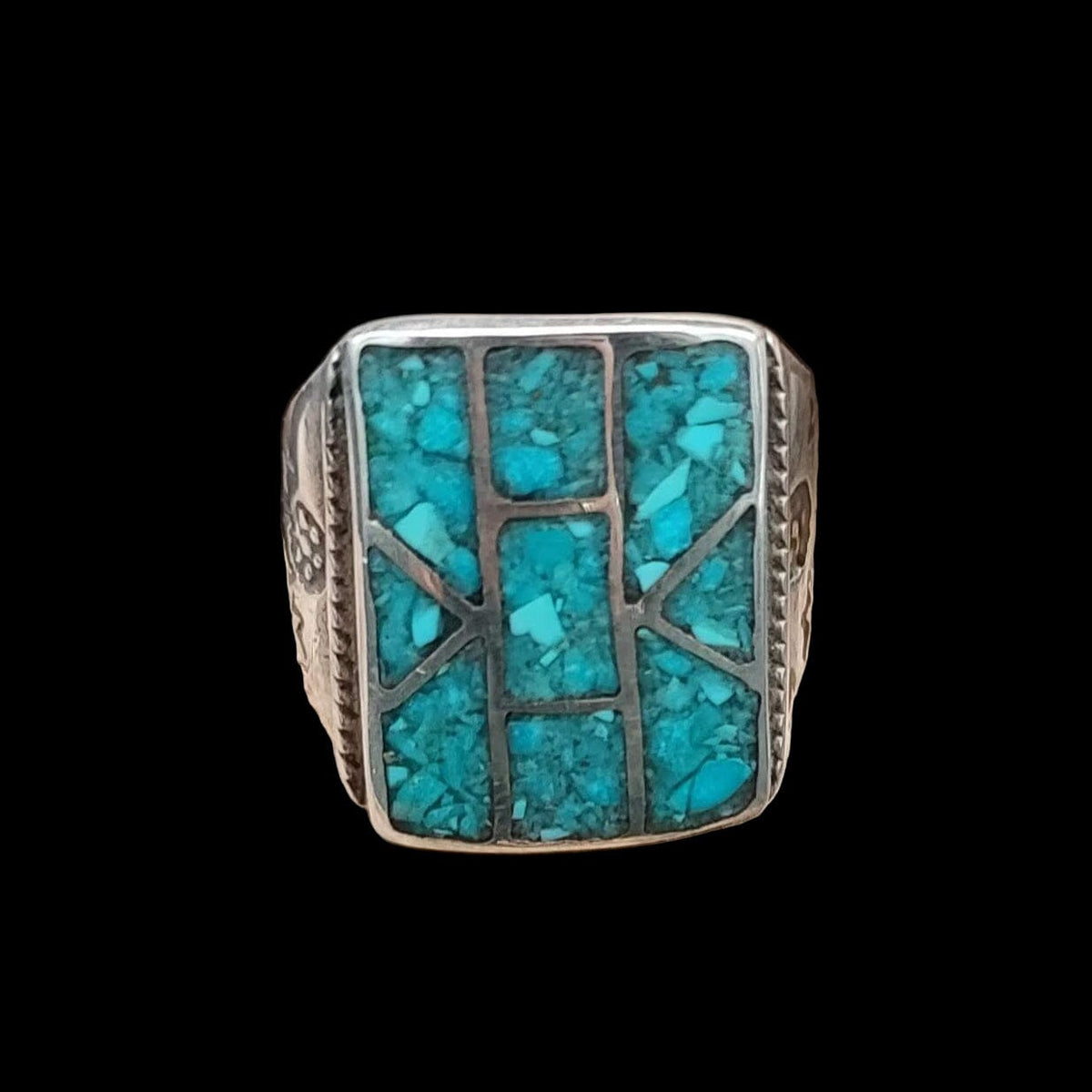Sterling Silver Turquoise Inlay Ring – Size 9.5–10 - RMH155