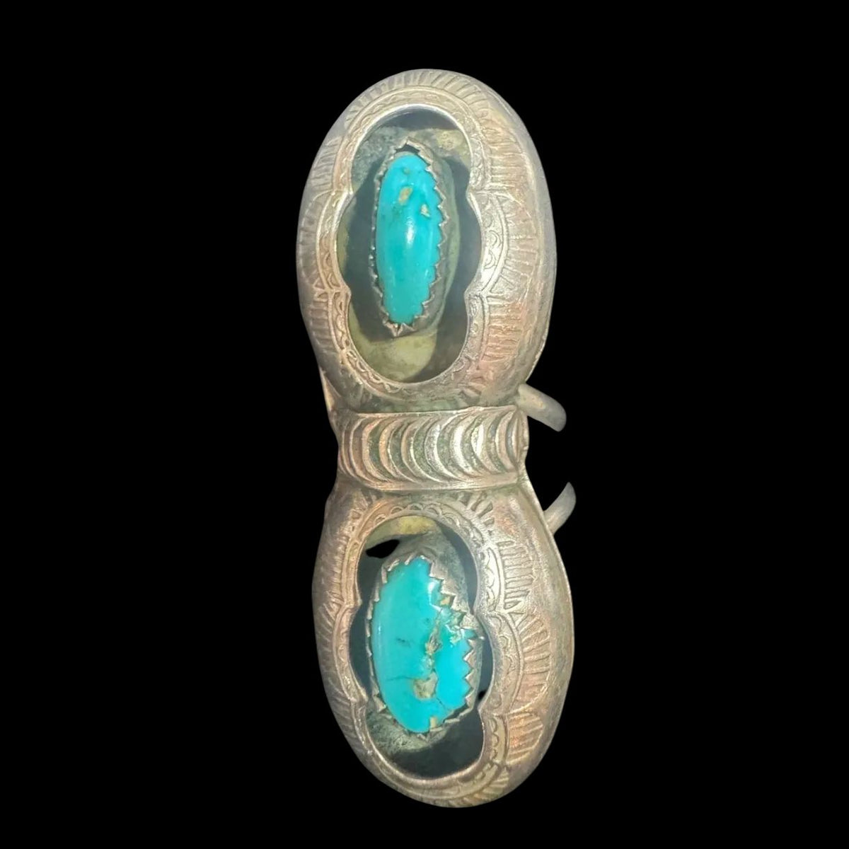 Sterling Silver Two-Stone Turquoise Ring – Size 7.25 - RMH382