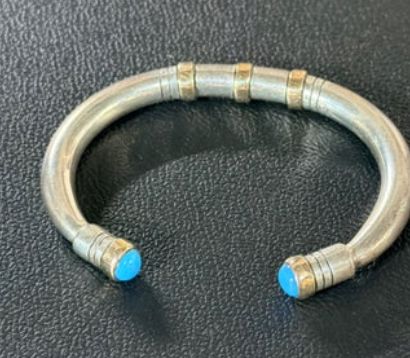 Sterling Silver/14K/Turq - Edison Cummings Stacker Cuff - CMH236